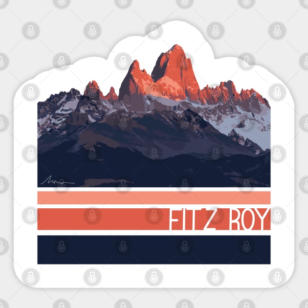 Fitz Roy Mountain Illustration Sticker by High Altitude